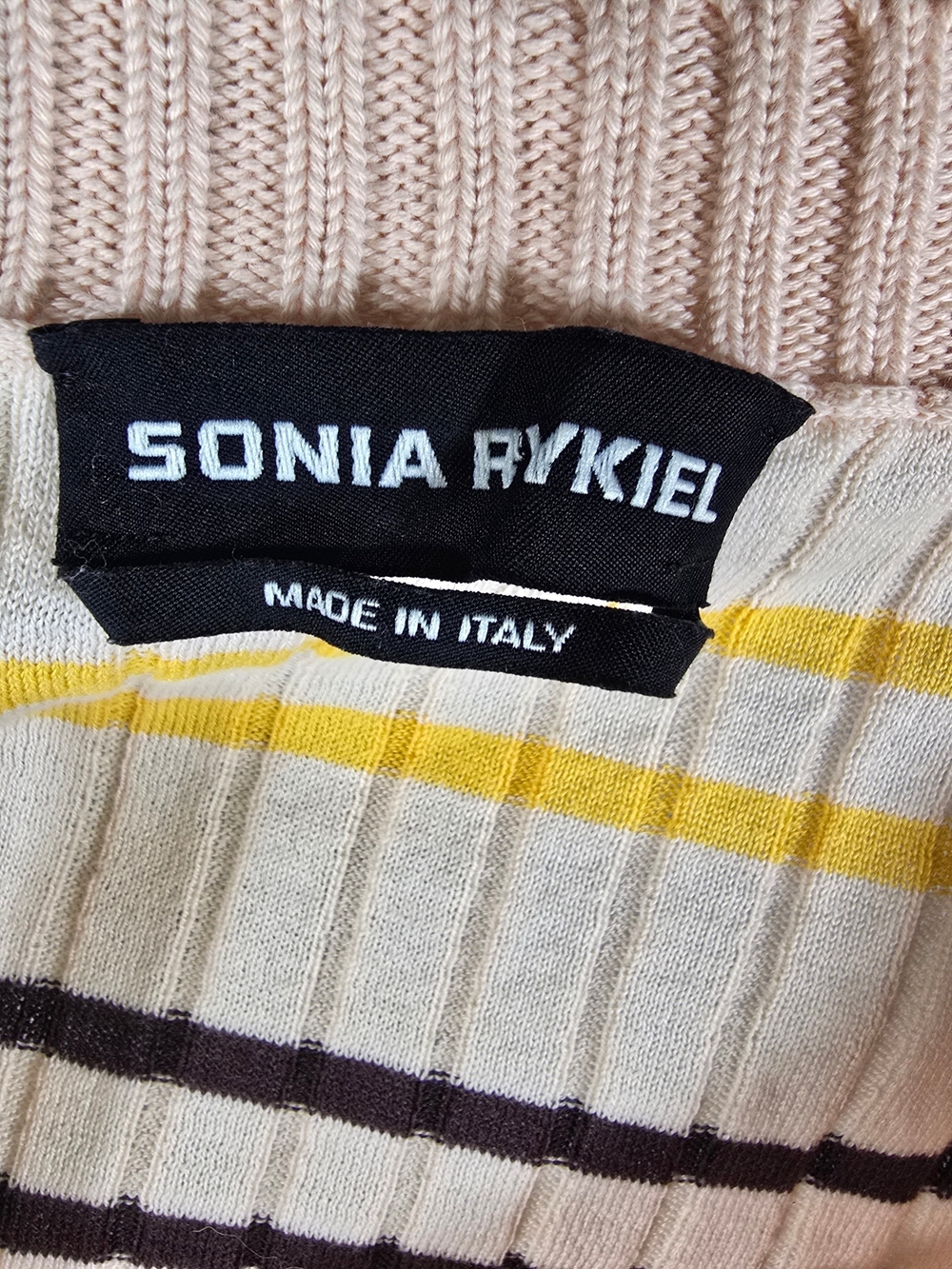 Sonia Rykiel Pink Peach Striped Ribbed Scoop Neck Sweater - Picture 3 of 4